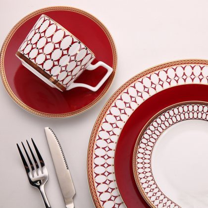 Modern Style Ceramics Plate Cup Saucer Set Tableware Set, 4PCS/Set